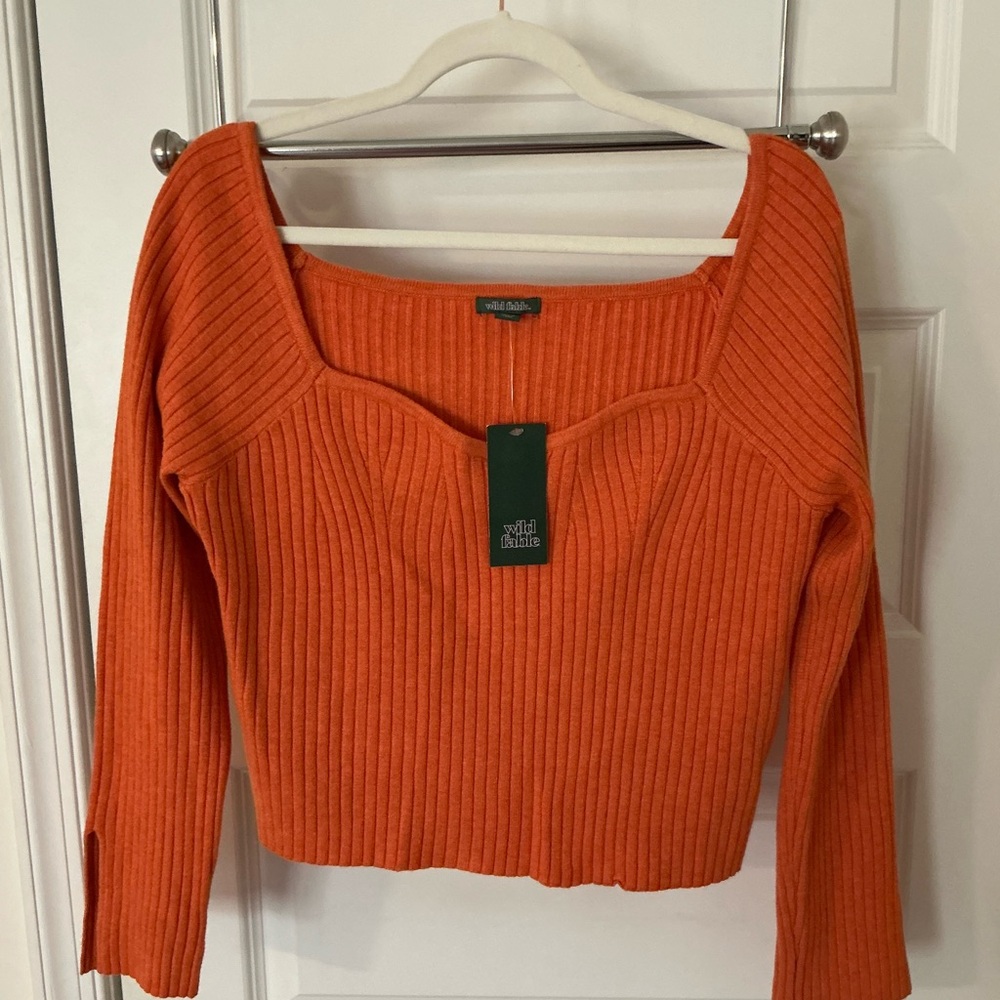 Wild Fable Orange Ribbed Sweater